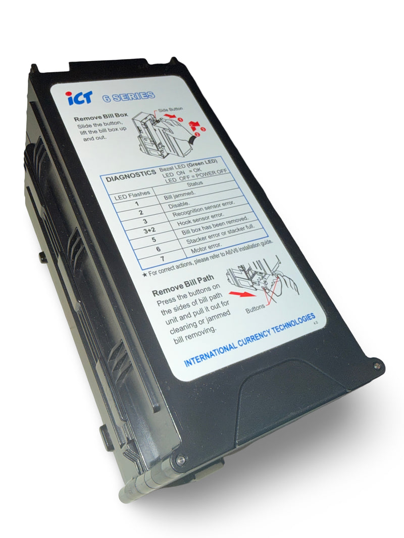 ICT B6-S6 6 Series 600 Note Cashbox Black with Slide Release for ICT Bill Validator