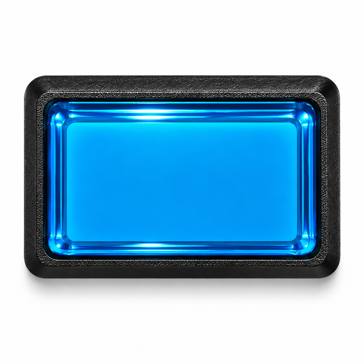Illuminated Rectangular Blue Zippy Switch Button - face
