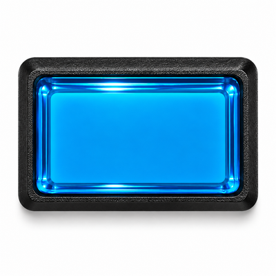 Illuminated Rectangular Blue Zippy Switch Button - face