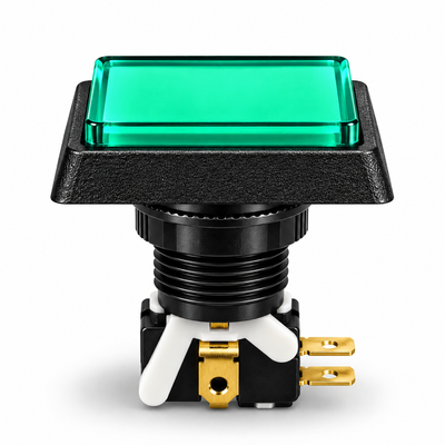 Illuminated Rectangular Green Zippy Switch Button - side
