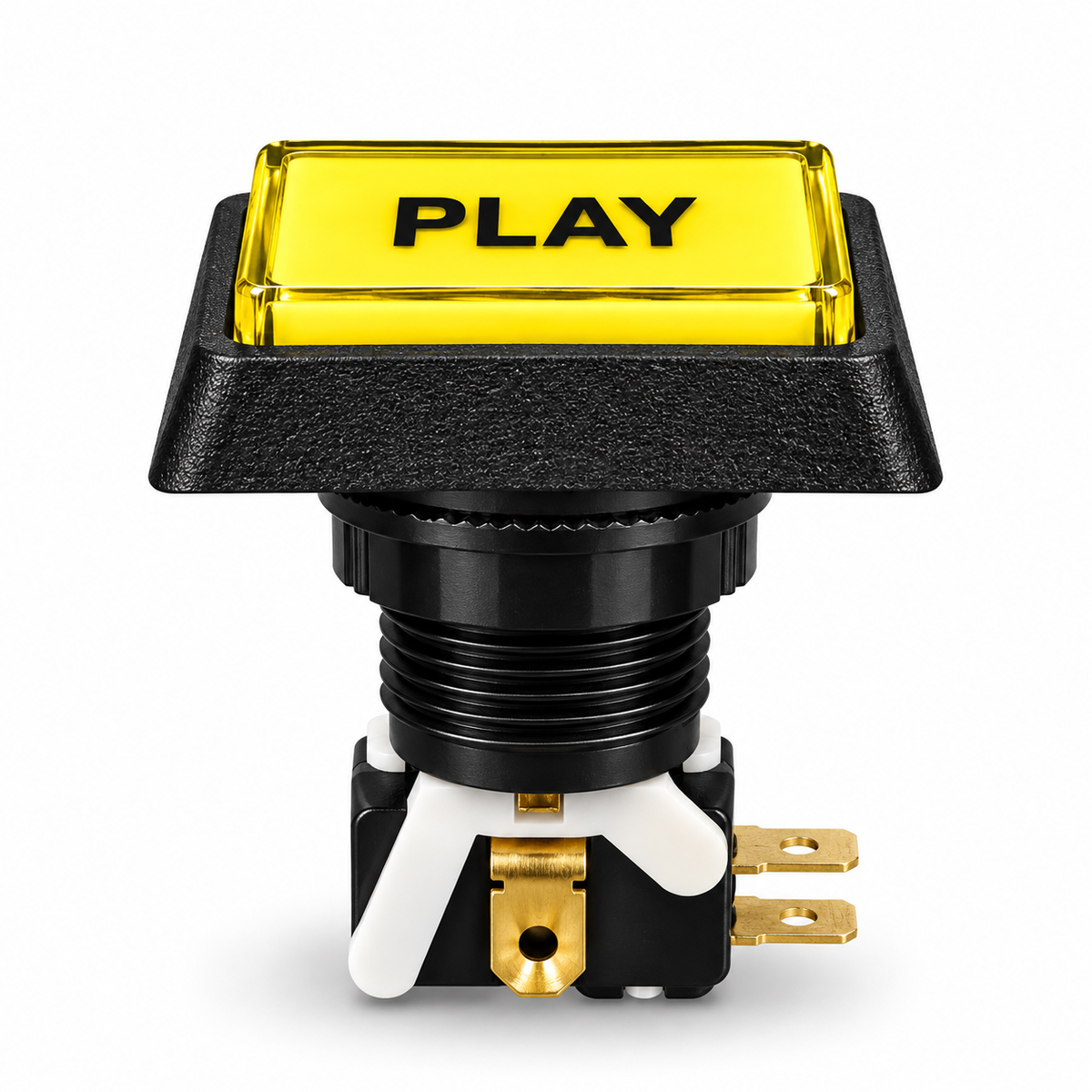 Illuminated Rectangular PLAY Zippy Switch Button Yellow - side
