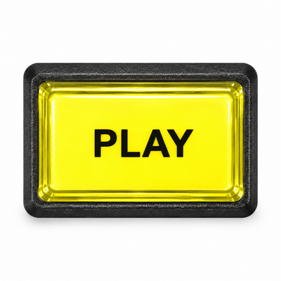 Illuminated Rectangular PLAY Zippy Switch Button Yellow - face