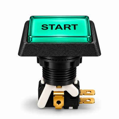 Illuminated Rectangular START Zippy Switch Button Green - side