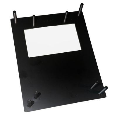 Wide opening bill acceptor mounting bracket at an angle, showing the four threaded mounting studs and spacers