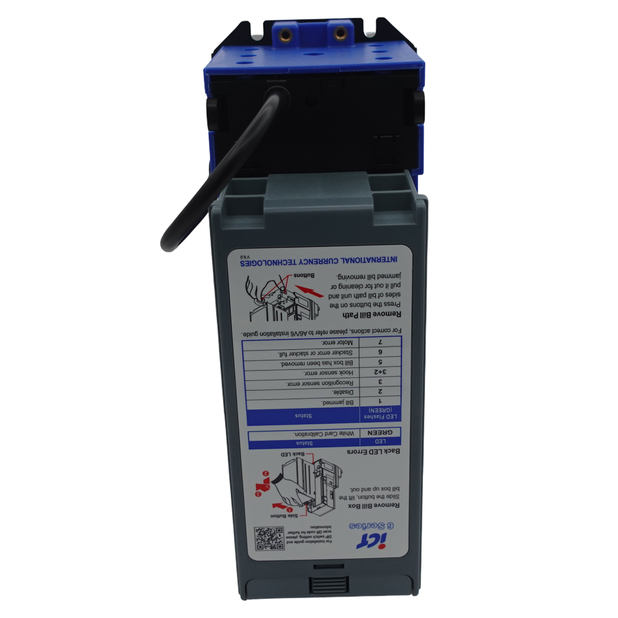 ICT A6E-23NCP-USD4 Bill Acceptor 12V 300 Stacker USD Downstack Bezel