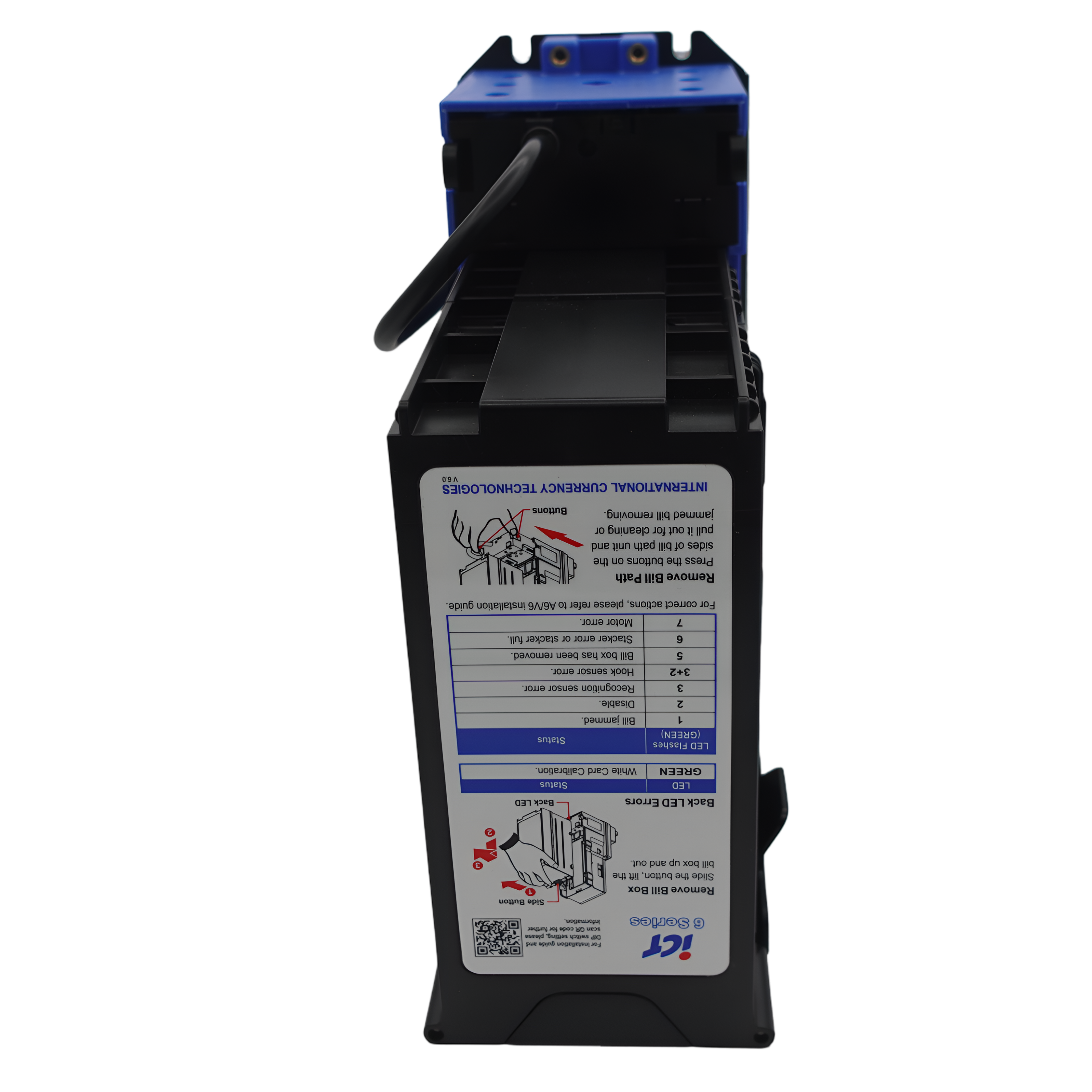 ICT A6E-28NCP-USD4-II Bill Acceptor 12V 800 Stacker USD Downstack Bezel
