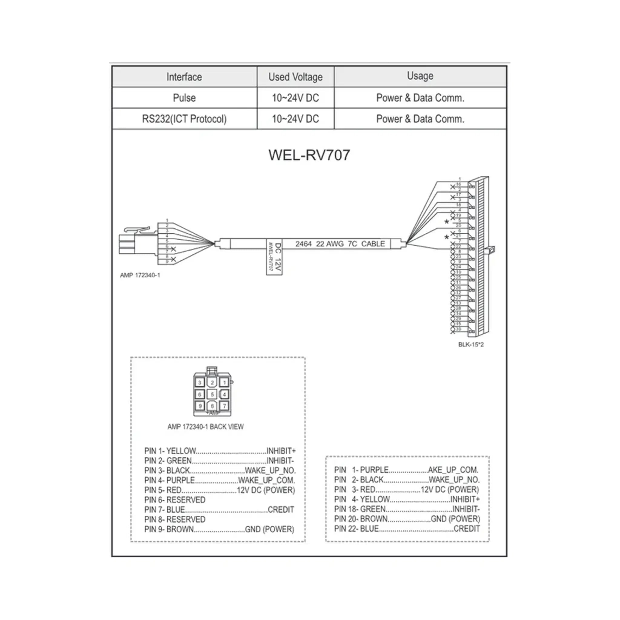 WEL-RV707 S7A Power Cable