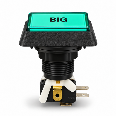 Illuminated Rectangular BIG Zippy Switch Button Green - side
