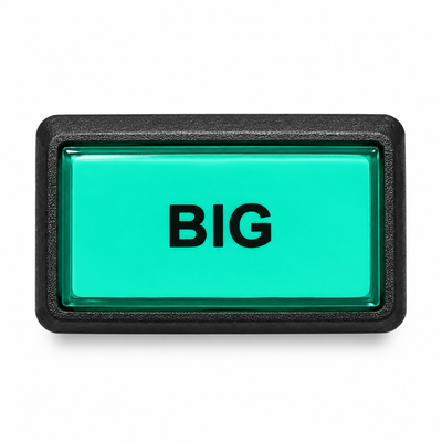Illuminated Rectangular BIG Zippy Switch Button Green - face