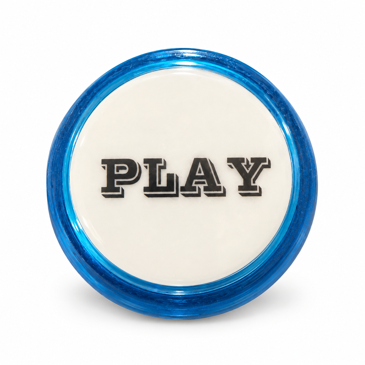 Illuminated Round PLAY Zippy Switch Button Blue - face