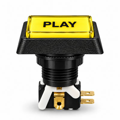 Illuminated Rectangular PLAY Zippy Switch Button Yellow - side