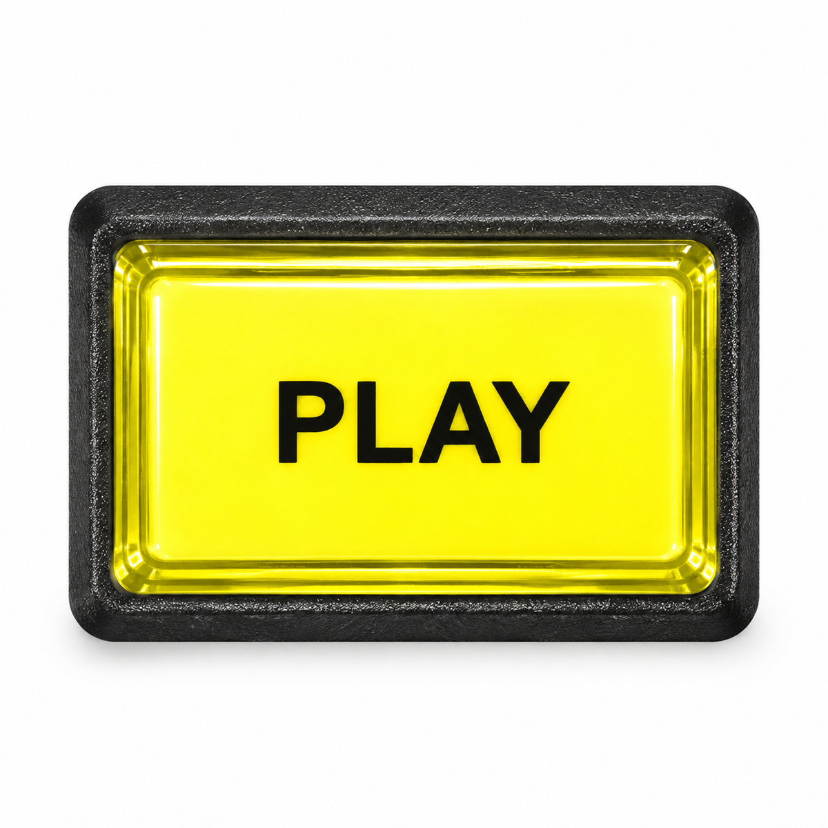 Illuminated Rectangular PLAY Zippy Switch Button Yellow - face