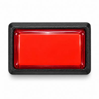 Illuminated Rectangular Red Zippy Switch Button - face