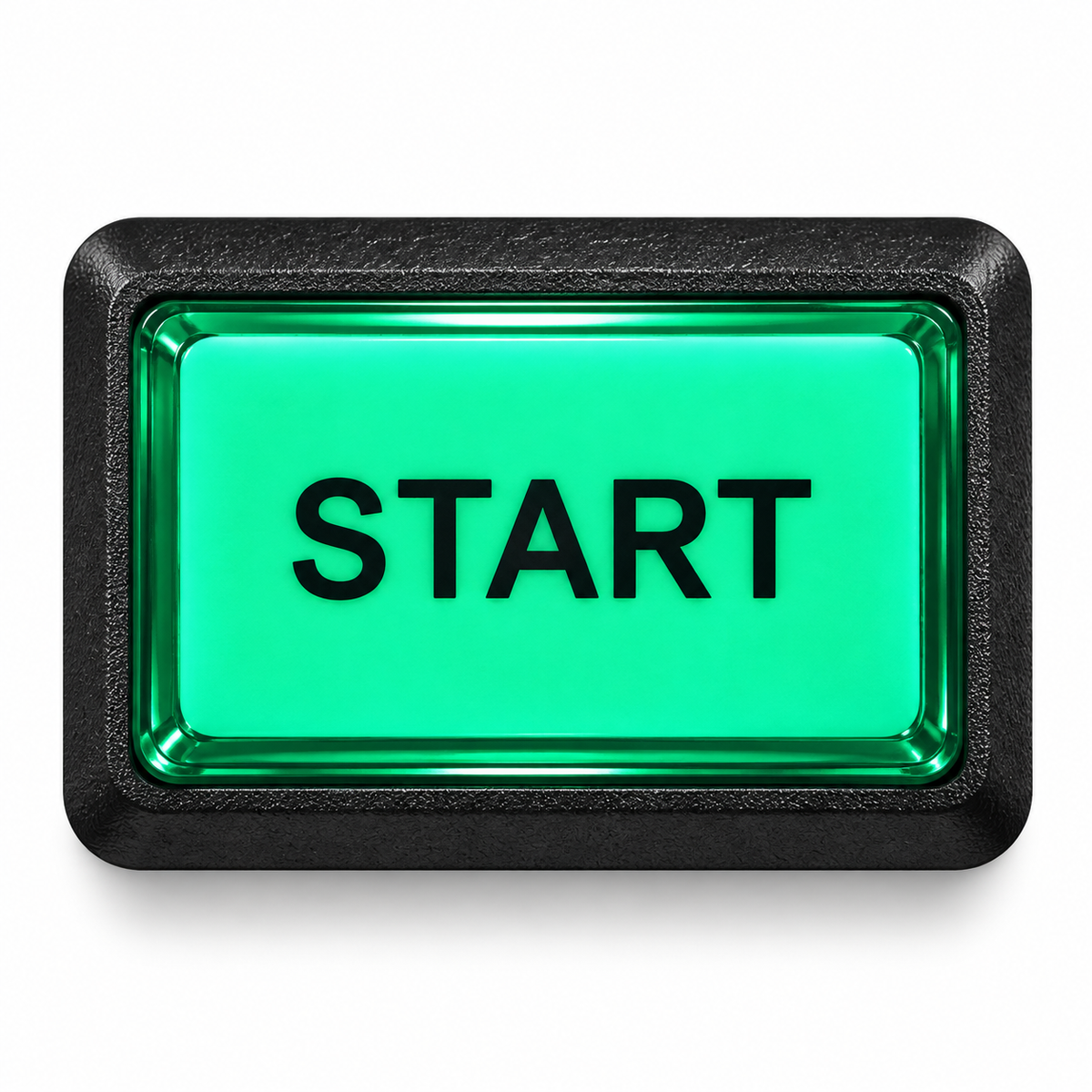 Illuminated Rectangular START Zippy Switch Button Green - face