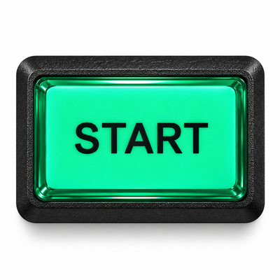 Illuminated Rectangular START Zippy Switch Button Green - face