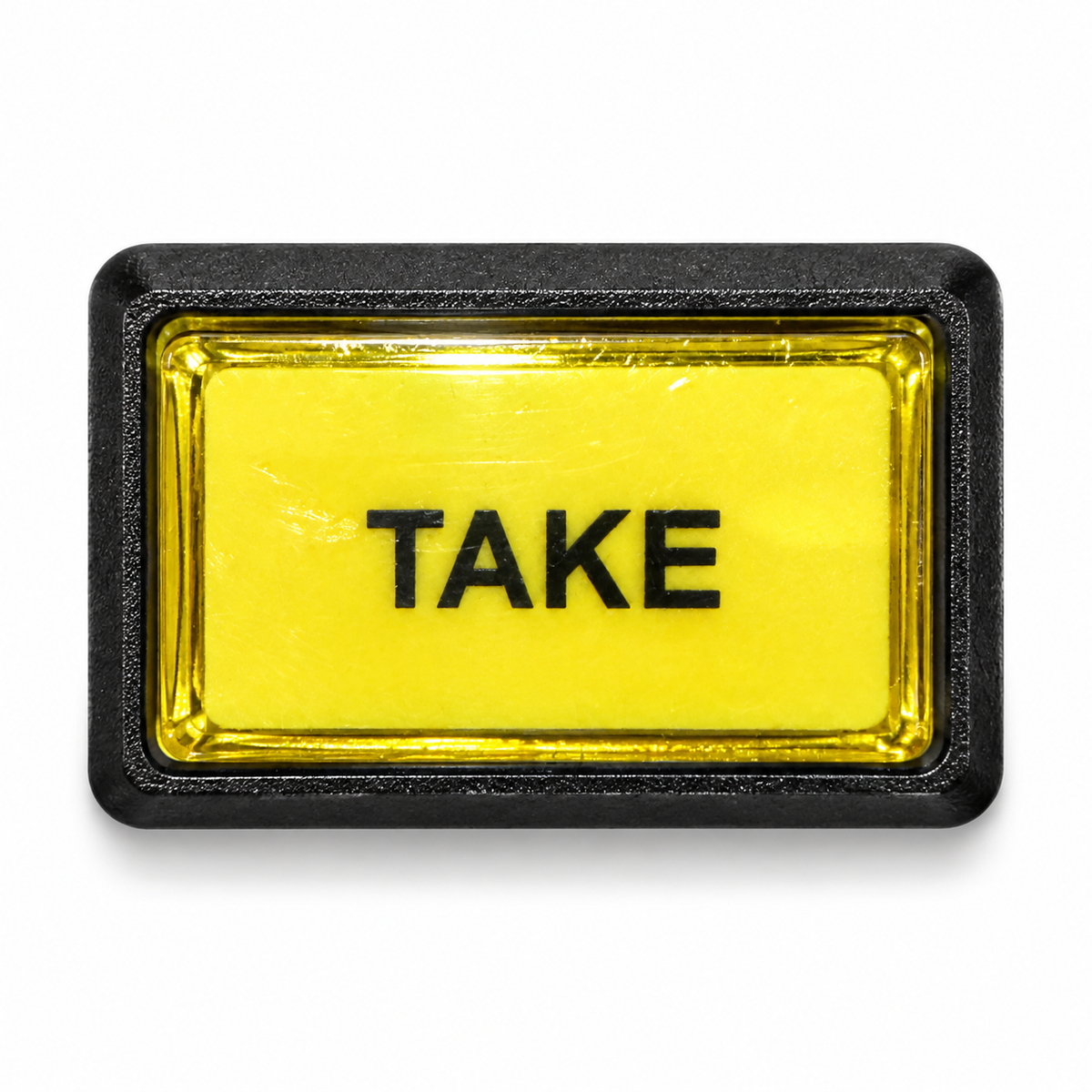 Illuminated Rectangular TAKE Zippy Switch Button - face