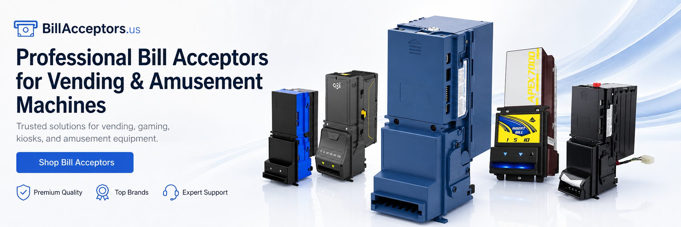 Professional bill acceptors for vending and amusement machines