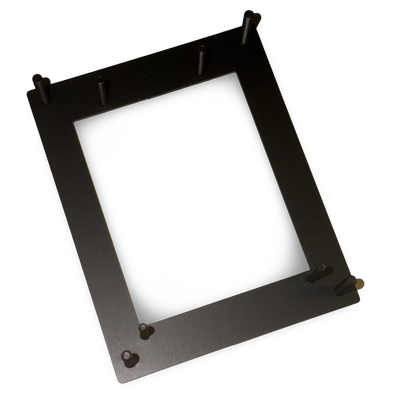 Full face opening bill acceptor mounting bracket at an angle, showing the oversized cutout and mounting studs