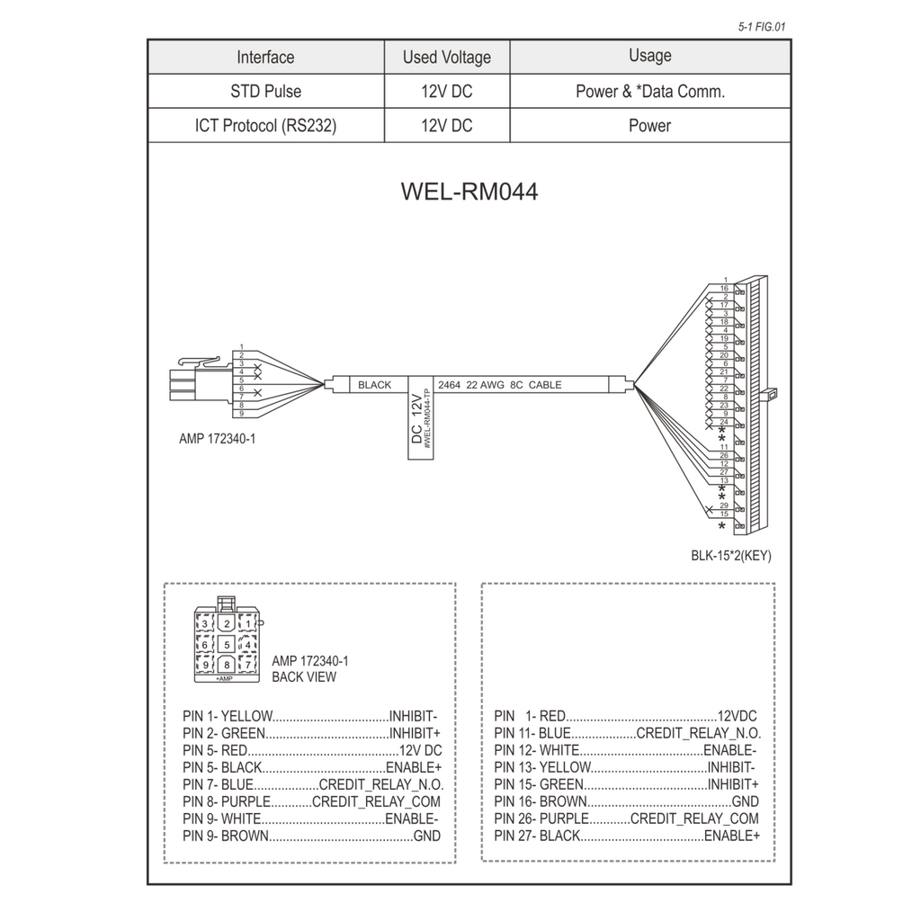Ict Wire ICT WEL-RM044 Bill Acceptor 12V | BillAcceptors.us