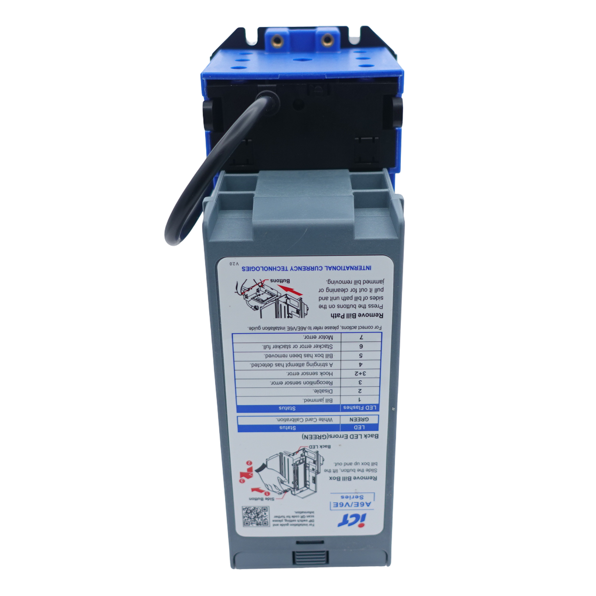 ICT A6E-25FCP-USD4 Bill Acceptor 12V 500 Stacker USD Fitted Bezel