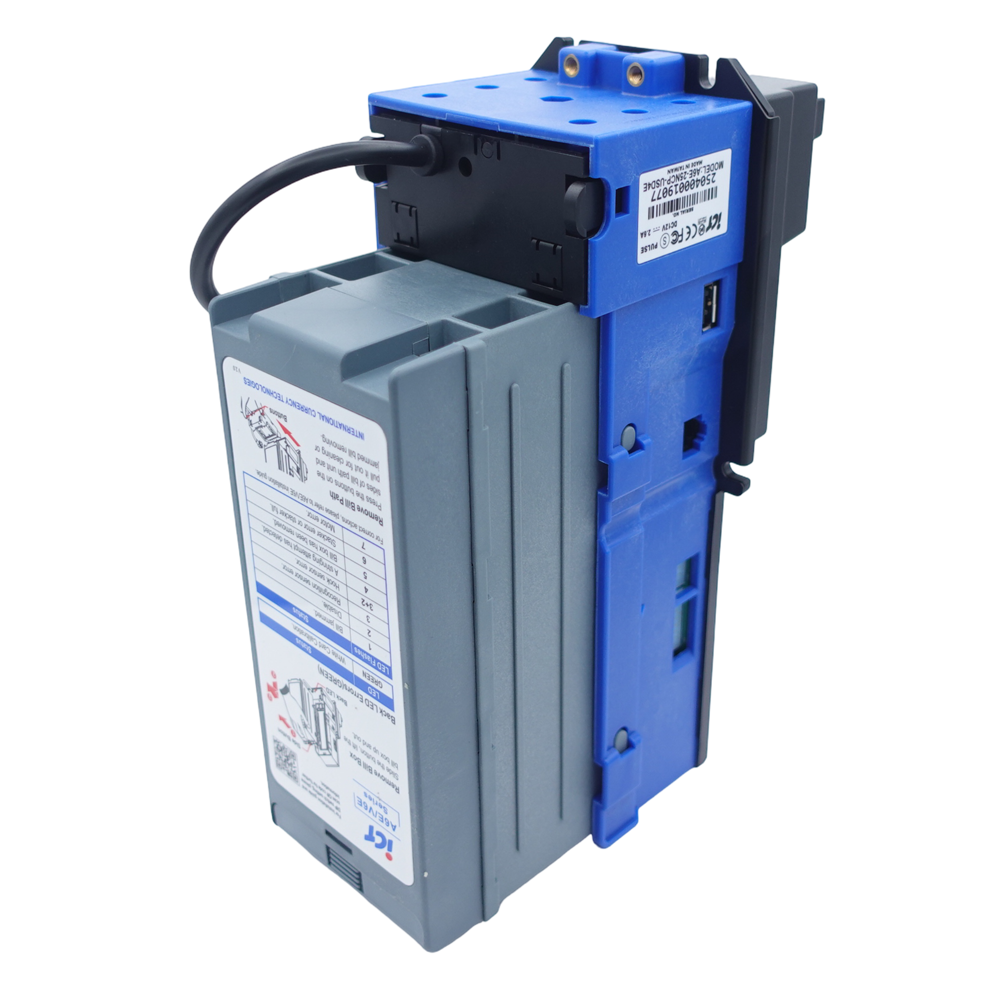 ICT A6E-25F0P-USD4 Bill Acceptor 12V 500 Stacker USD Fitted Bezel