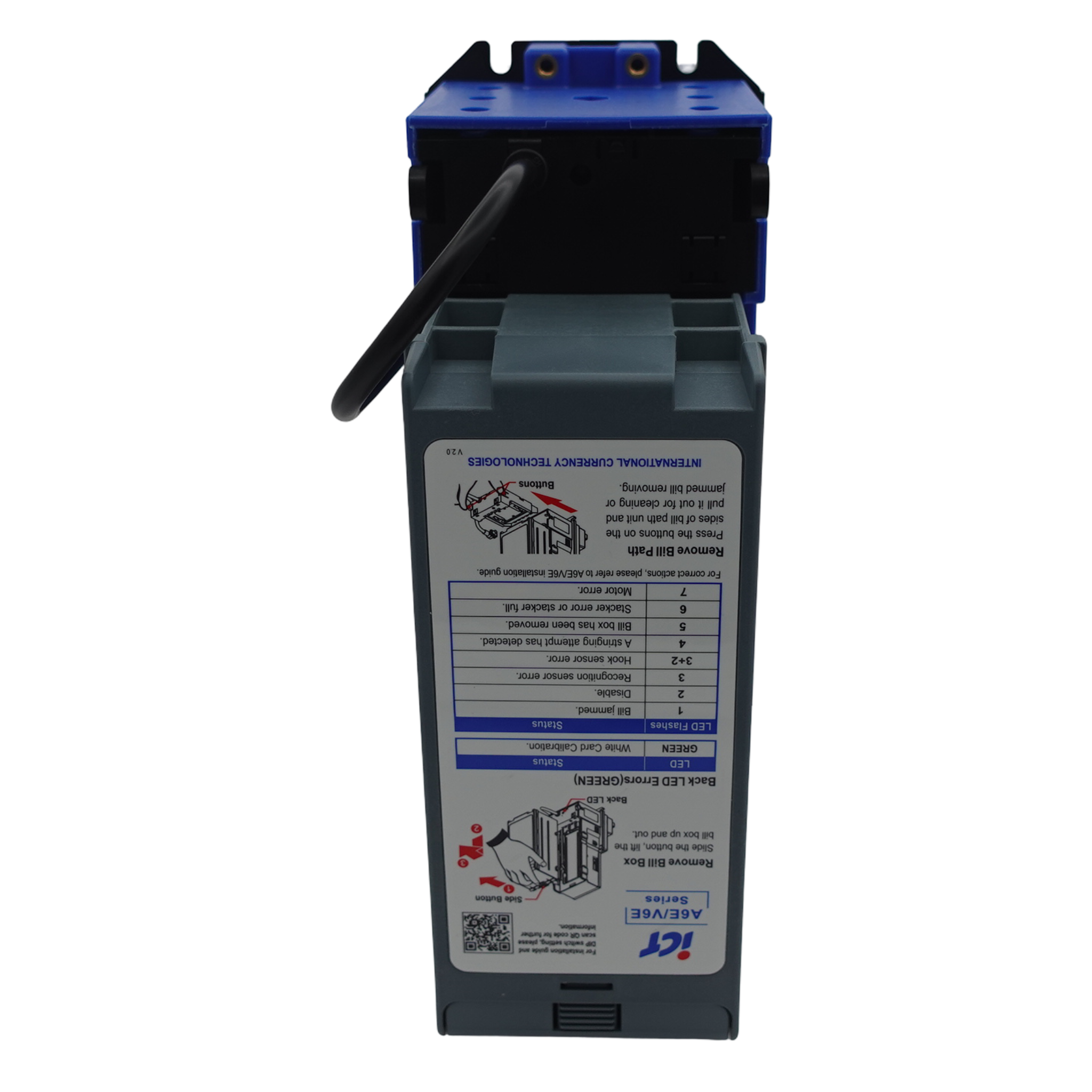 ICT A6E-25N0P-USD4 Bill Acceptor 12V 500 Stacker USD Downstack Bezel