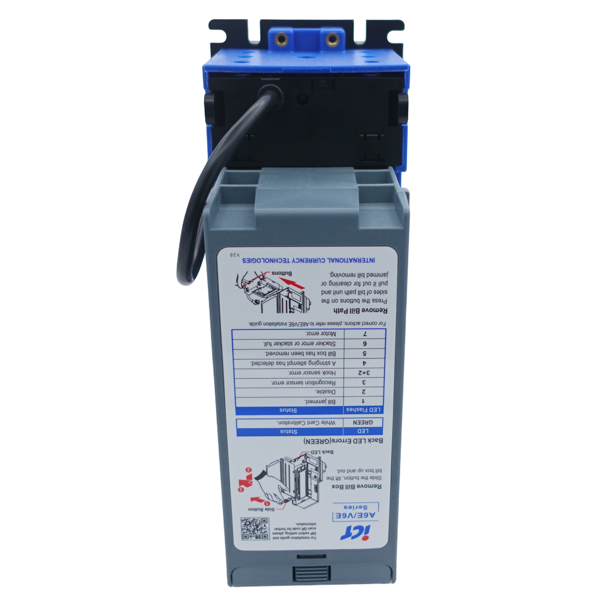 ICT A6E-25SCP-USD4-II Bill Acceptor 12V 500 Stacker USD Standard Bezel