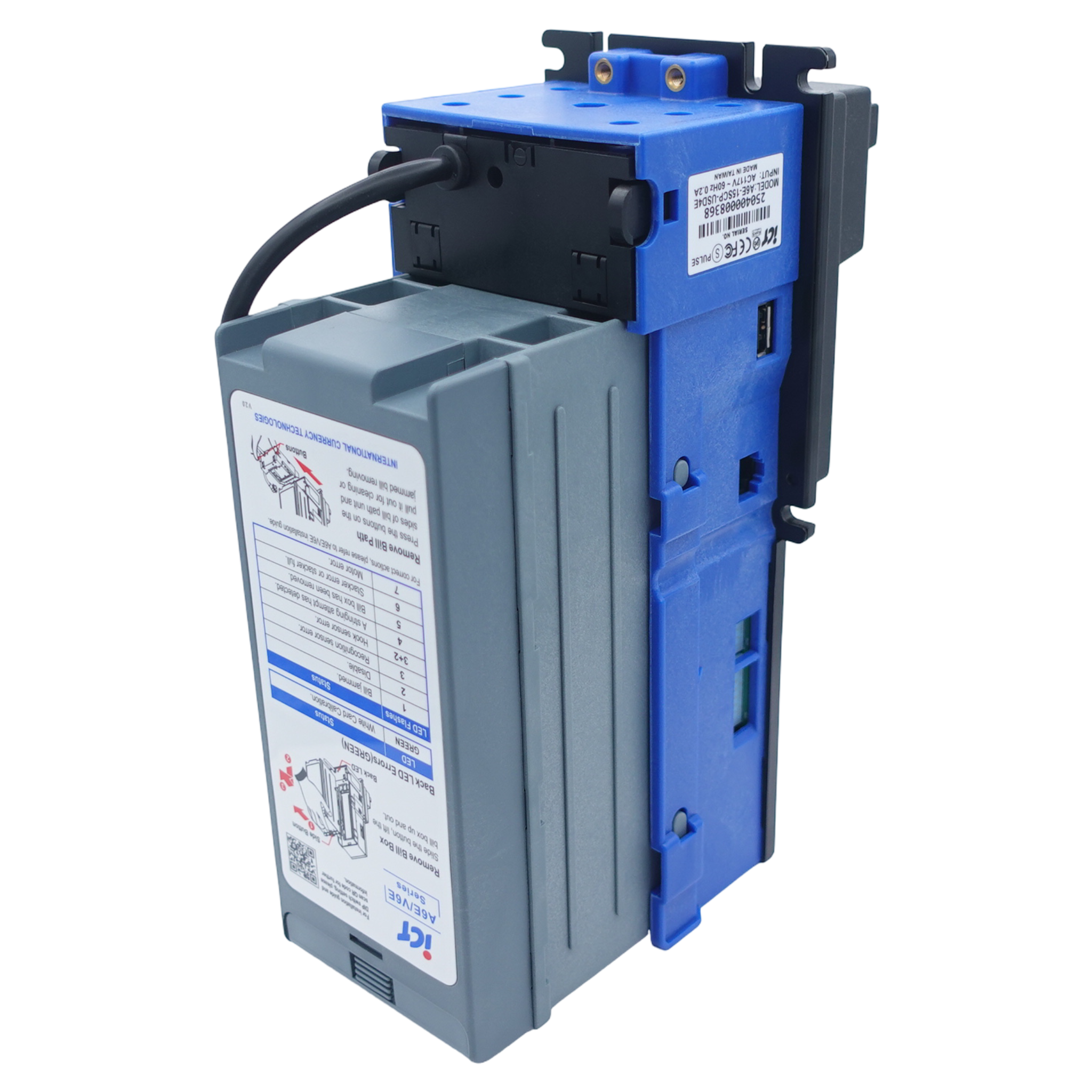 ICT A6E-15S0P-USD4 Bill Acceptor 110V 500 Stacker USD Standard Bezel