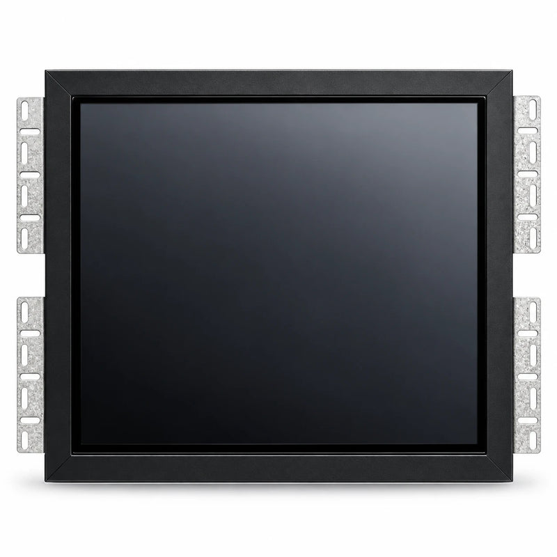 19" BH Vision BH-1903 open-frame touch monitor front view with mounting brackets