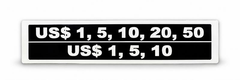 Decal 004 - US$1-$50 and US$1-$10 Denomination Strip Decal