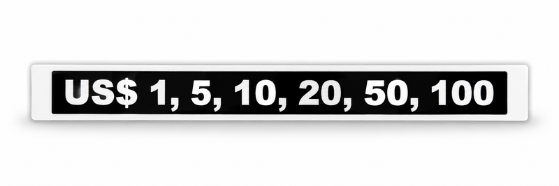 Decal 006 - US$1-$100 Denomination Strip Decal