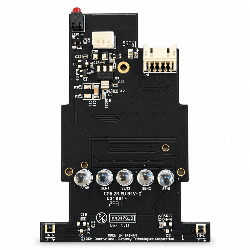 ICT AA347G## PA7-E LED board, black circuit board with red status LED, five SEN sensors and CN1 connector