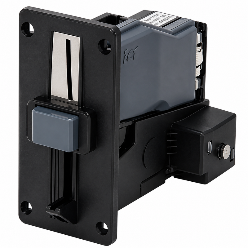 ICT UCAES22DFSPMX5 Coin Acceptor 12V Pulse Mexico Coins Waterproof Side Entry side view