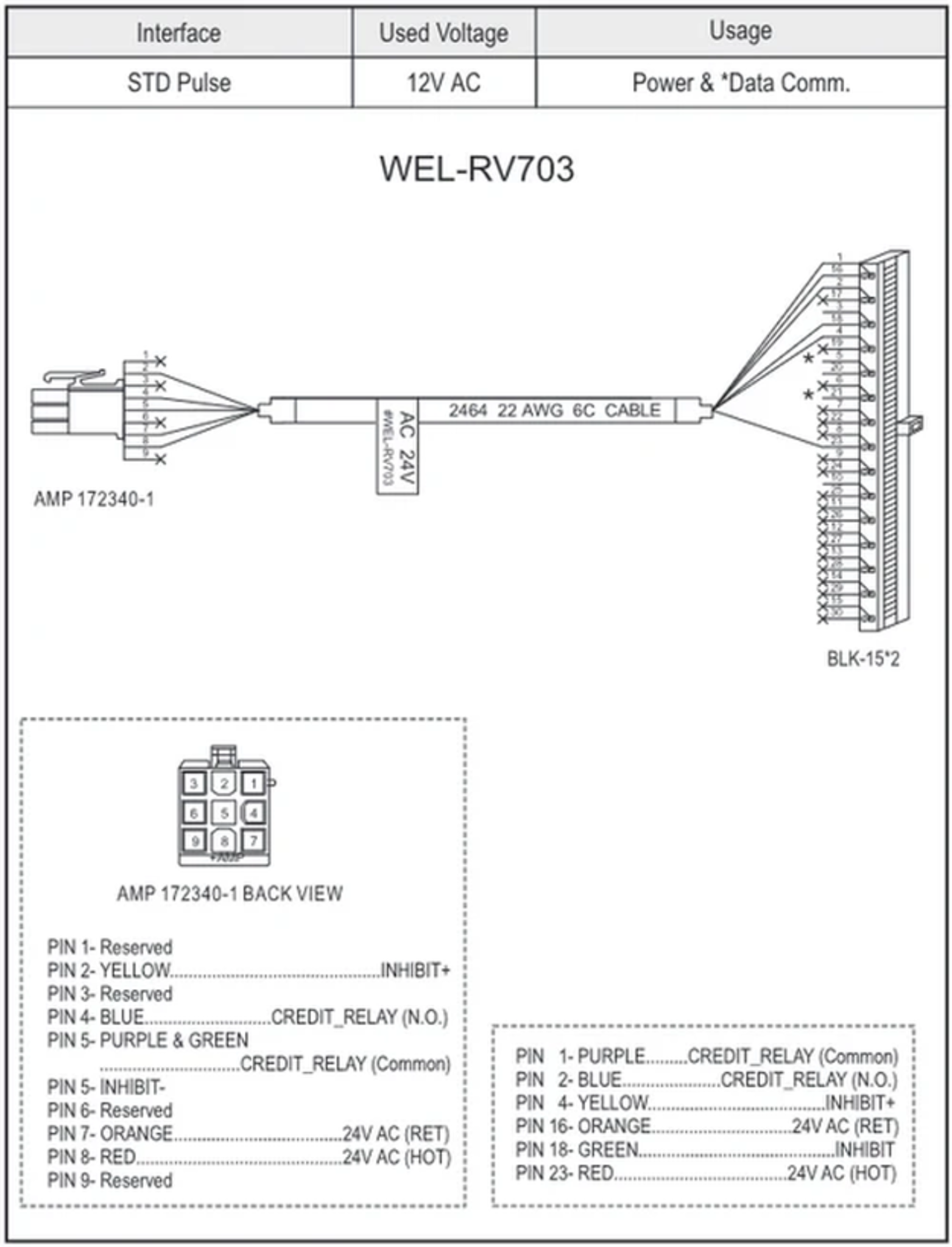 ICT WEL-RV703 Cable